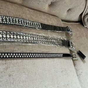 Belts- 3 studded belts.  Thin, medium and larger thickness of studs.